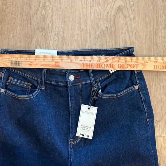 NWT Judy Blue Straight Leg Jeans 13/31 Blue Dark Wash High Rise Stretch Raw Hem - Picture 11 of 16